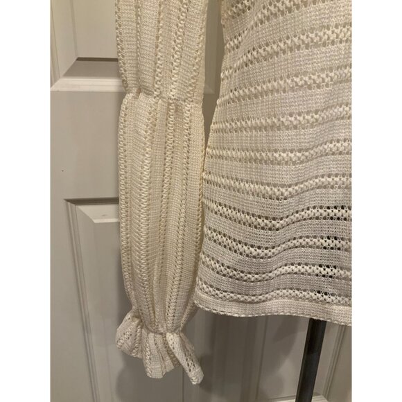 Michael Kors Cream Loose Knit Long Sleeve Shirt W/ Rear Key Hole, Size Small - Picture 7 of 8